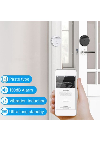 2 Adet Tuya Akıllı Wifi Titreşim Sensörü Kapı ve Pencere Alarmı 130DB Güvenlik Alarmı Ev Güvenlik Anti-Hırsızlık Sistemi, Siyah (Yurt Dışından)
