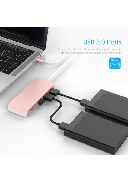 Type-C 5'i 1 Arada Yerleştirme Istasyonu Sd, Tf Desteği: Windows ME/2000/XP/VISTA/NT/7/8, Tüm USB C Cihazları Için Uygundur (Yurt Dışından)