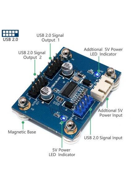 Masaüstü, Klavye, Fare, USB Flash Sürücü Için Sata Güç Kablosu ve 180 Derece Manyetik Tabanlı 4 Bağlantı Noktalı USB 2.0 Hub Modülü (Yurt Dışından)