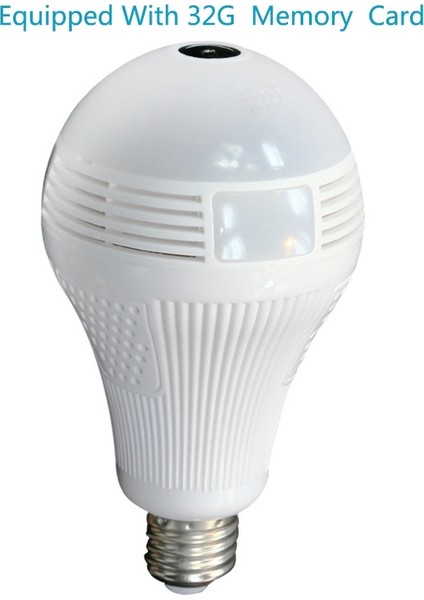 960P Wıfı Ampul Kamera Geniş Açı Balıkgözü Hd Kapalı 32G Hafıza Kartı Kamera Kızılötesi + Beyaz Işık Kamera ile (Yurt Dışından) fırsatları