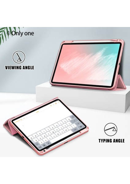 Air4'e Uygun Kalem Yuvası Tipi Tablet Tablet Koruyucu Kapaklı Üç Katlı 10,9 Inç Pembe (Yurt Dışından)