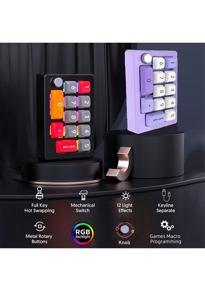 13 Tuşlu Makro Programlanabilir Klavye Tamamen Çalışırken Değiştirilebilir Mekanik Anahtar 7 Renk Rgb Işıklı Oyun Klavyesi-Beyaz (Yurt Dışından) indirimleri