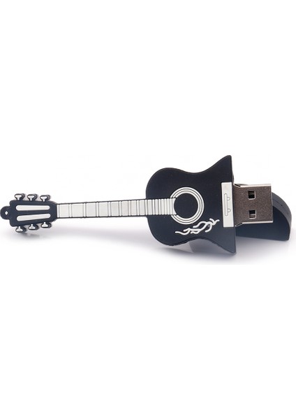 Pvc USB 2.0 Flash Sürücü Kalem Sürücü Pendrive USB Stick Flash Sürücü Thumb Drive Mini Gitar Siyah (16GB) (Yurt Dışından)