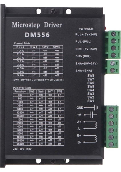 Dijital Step Sürücü, DM556 Motor Sürücü Nema 23, Nema 24 ve NEMA34 Step Motorlara Uygundur (Yurt Dışından)