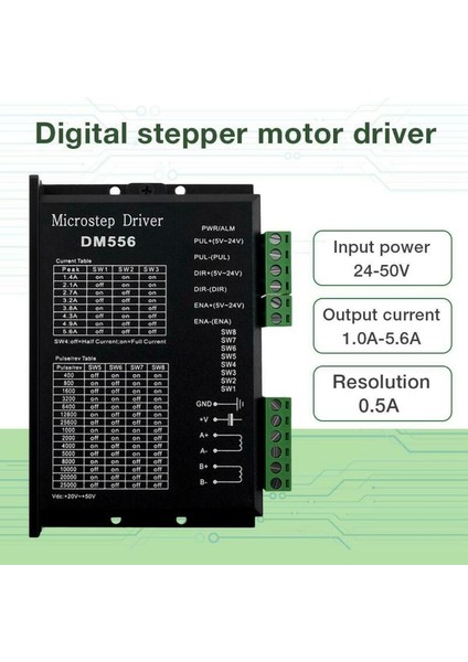 Dijital Step Sürücü, DM556 Motor Sürücü Nema 23, Nema 24 ve NEMA34 Step Motorlara Uygundur (Yurt Dışından) fiyatları