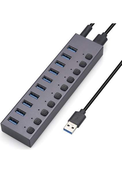 Usb3.0 Ayırıcı 10 Bağlantı Noktalı Anahtarlı Çok Arayüzlü Hub Şarjı (Yurt Dışından)
