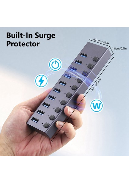 Usb3.0 Ayırıcı 10 Bağlantı Noktalı Anahtarlı Çok Arayüzlü Hub Şarjı (Yurt Dışından) modelleri