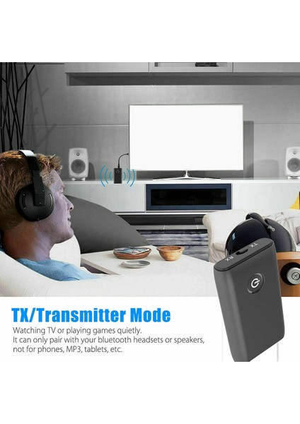 5.0 Bluetooth Ses Adaptörü 2'si 1 Arada Mini Kablosuz Verici Alıcı, Pc / Tv / Hoparlör Için 3,5 mm Ses Kablosu Jakı ile (Yurt Dışından)
