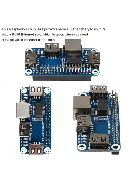 4 Genişletme Kartı Ethernet/usb Hub Hat 5V Için, 1 RJ45 10/100M Ethernet Bağlantı Noktası ve 3 USB Bağlantı Noktası ile (Yurt Dışından)
