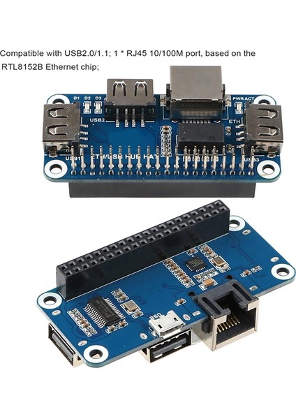 4 Genişletme Kartı Ethernet/usb Hub Hat 5V Için, 1 RJ45 10/100M Ethernet Bağlantı Noktası ve 3 USB Bağlantı Noktası ile (Yurt Dışından)