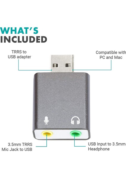 Pc ve USB Girişi Için 3,5 mm Mikrofondan USB 2.0 Stereo Ses Harici Ses Kartı Adaptörüne 3,5 mm (Yurt Dışından)