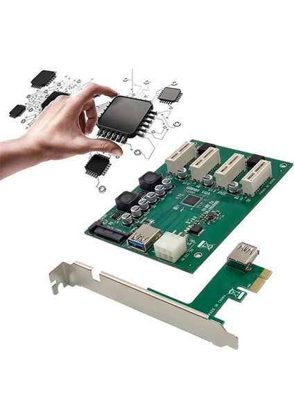 Pcı-E ASM1184E Gruplandırılmış Dönüşüm Kartı Pcıe X1 - 4xpcıe X1 Kart Yuvası Usb3.0 Sata3.0 6pın Güç Dönüşüm Kartı (Yurt Dışından)
