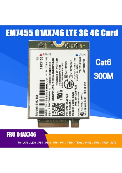 EM7455 Wifi Kartı 01AX746 Lte 3g 4g Kartı X1 Karbon 5th Gen X270 T470 T470S T470P T570 L570 L470 P51 P71 (Yurt Dışından) indirimleri