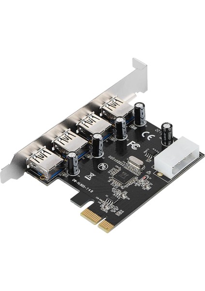 Pcı-E Adaptör Kartı Pcı Express - 4xusb3.0 Büyük 4pin Grafik Kartı Güç Kablosu Genişletme Kartı (Yurt Dışından)