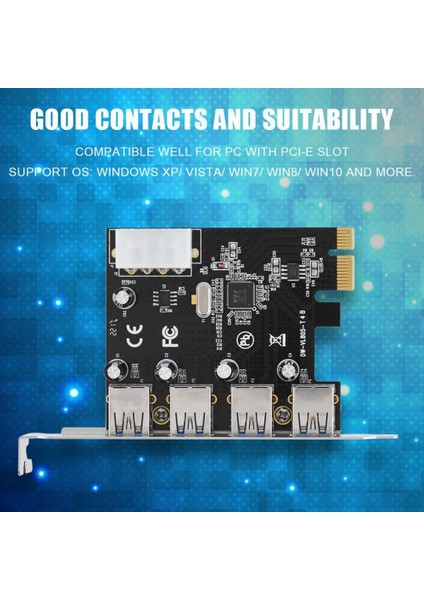 Pcı-E Adaptör Kartı Pcı Express - 4xusb3.0 Büyük 4pin Grafik Kartı Güç Kablosu Genişletme Kartı (Yurt Dışından)
