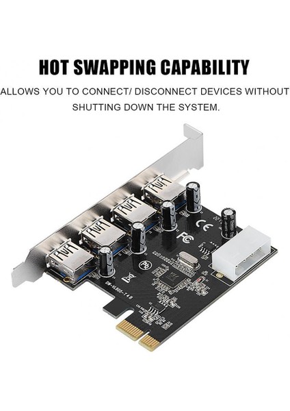 Pcı-E Adaptör Kartı Pcı Express - 4xusb3.0 Büyük 4pin Grafik Kartı Güç Kablosu Genişletme Kartı (Yurt Dışından)