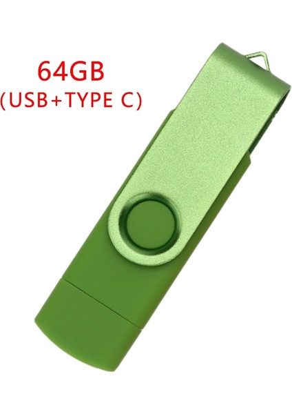Flash Disk, Oksitlenmiş Klips (Usb+Tip C) 3.0 64GB Flash Bellek U Disk, Android Cihaz/pc/tablet/(Yeşil) (Yurt Dışından)