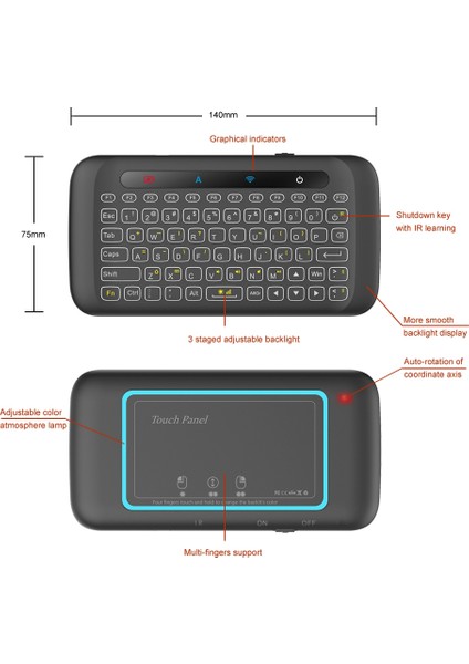 Android Tv Kutusu Pc Dizüstü Akıllı Tv Için Dokunmatik Yüzeyli Kablosuz Klavye 2.4g Arkadan Aydınlatmalı Klavye (Yurt Dışından) fırsatları
