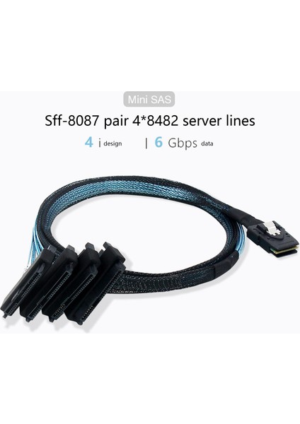 Mini Sas Sff 8087 - 4 Sff 8482 29+15P Sata Sabit Disk Kablosu Sabit Disk Veri Kablosu 50 cm Sata Kablosu (Yurt Dışından)