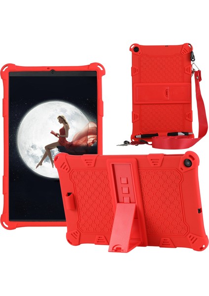 IPLAY20/IPLAY20 Pro Için Silikon Kılıf 10.1 Inç Tablet Kılıfı Askılı ve Kalemli Tablet Standı (Kırmızı) (Yurt Dışından)