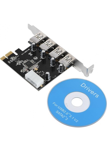 4 Port Pcı-E - USB 3.0 Hub Pcı Express Genişletme Kartı Adaptörü Usb3.0 Yüksek Hızlı 5 Gbps Denetleyici Pcı-E 4x Adaptör Kartı (Yurt Dışından)