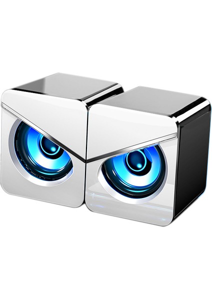 3D Ses Efektli Çift Hoparlör Bilgisayar Sesi, USB Kablolu Ev Masaüstü Ofis Oyun Dizüstü Bilgisayar Subwoofer Hoparlör-Beyaz (Yurt Dışından)