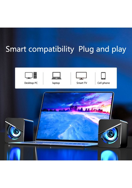 3D Ses Efektli Çift Hoparlör Bilgisayar Sesi, USB Kablolu Ev Masaüstü Ofis Oyun Dizüstü Bilgisayar Subwoofer Hoparlör-Beyaz (Yurt Dışından) fiyatları