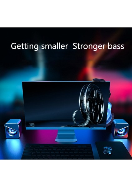 3D Ses Efektli Çift Hoparlör Bilgisayar Sesi, USB Kablolu Ev Masaüstü Ofis Oyun Dizüstü Bilgisayar Subwoofer Hoparlör-Beyaz (Yurt Dışından) modelleri
