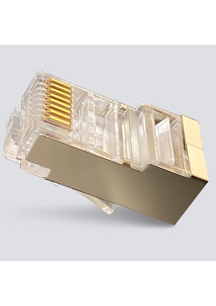 100 Adet RJ45 Korumalı Konnektör Cat6 3u Delik Ağ RJ45 Ethernet Kablosu 23AWG Kristal Kafa 8 Hat Yuvası (Yurt Dışından)