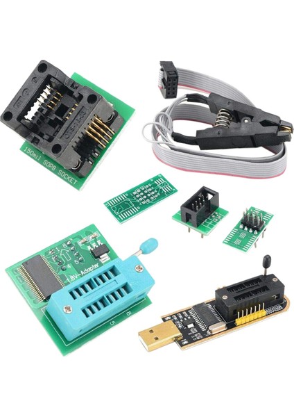CH341A Bıos USB Programcı Sop8 Dıp8 1.8V Dönüşüm Soketi 8-Pin Test Klipsi Seti Veya Anakart Için (Yurt Dışından)