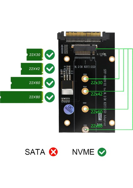 Ek Kartlar M.2 Ssd'den U2 Adaptörüne Nvme M.2 SSD U2 Kart Anahtarı Glod Soğutuculu M (Yurt Dışından)