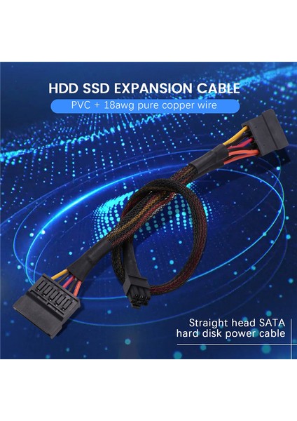 Mini 6pin To 15PIN X2 Sata Güç Kablo Kordonu Vostro 3650 3653 3655 Masaüstü Bilgisayar HDD SSD Genişletme Kablosu (Yurt Dışından) indirimleri