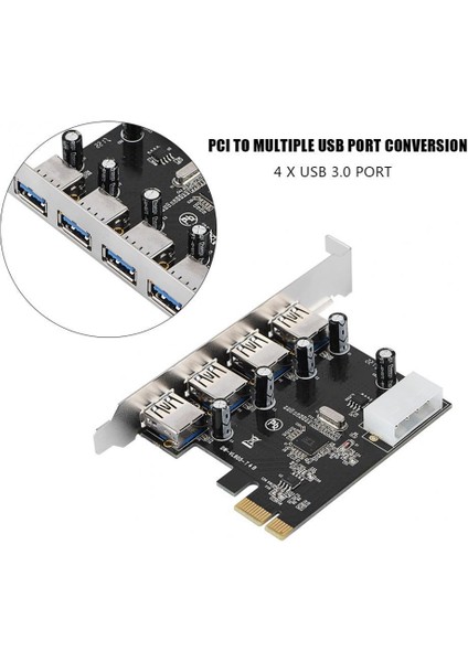 4 Port Pcı-E - USB 3.0 Hub Pcı Express Genişletme Kartı Adaptörü Usb3.0 Yüksek Hızlı 5 Gbps Denetleyici Pcı-E 4x Adaptör Kartı (Yurt Dışından)