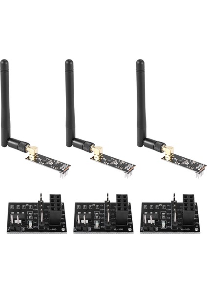 3 Adet NRF24L01+PA+LNA Rf Alıcı-Verici Modülü, Sma Anteni ile 2.4 Ghz 1100M + 3 Adet NRF24L01 Kablosuz Modül (Yurt Dışından)