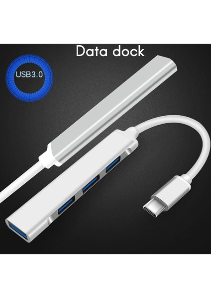 /pro 2017/2018 Xps Gümüş Için Usb3.0x1+Usb2.0x3 Bağlantı Noktalı USB C Hub 4'ü Bir Arada C Tipi Alüminyum Hub Adaptörü (Yurt Dışından)