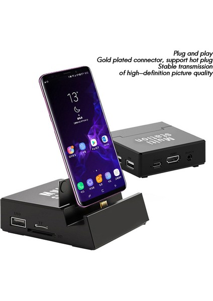 8'i 1 Arada USB C Hub Tip C Bağlantı Istasyonu Telefon Standı USB C - Uyumlu+Tf Bağlantı Istasyonu Güç Adaptörü (Yurt Dışından)