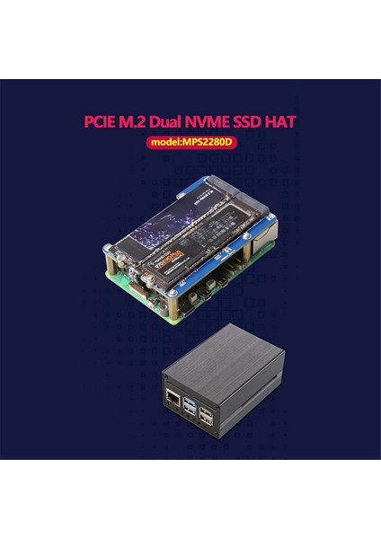 MPS2280D+KILIF+SSD Isı Emici 5 Pcıe'den M.2'ye Çift Nvme SSD Hat Desteği 2280/2242/2230 SSD (Yurt Dışından)