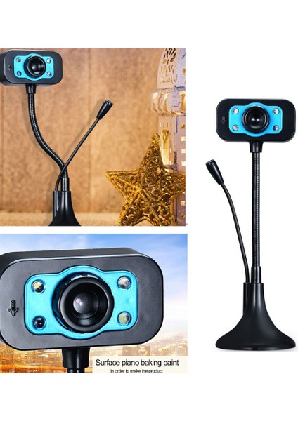 Hd Web Kamerası Gürültü Önleyici Mikrofonlu USB Web Kamerası 360 Derece Dönebilen Web Kamerası 640X480P (Yurt Dışından)