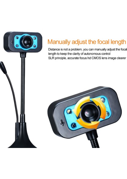 Hd Web Kamerası Gürültü Önleyici Mikrofonlu USB Web Kamerası 360 Derece Dönebilen Web Kamerası 640X480P (Yurt Dışından)