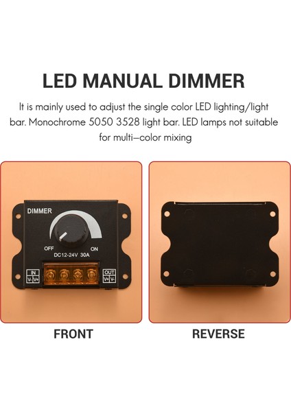 LED Işık Ayarlayıcı Dc 12-24V 30A/TOPUZU Anahtarı ile Strobe Yok LED Işık Çubuğu Parlaklık Ayarlayıcı Dimmer (Yurt Dışından)