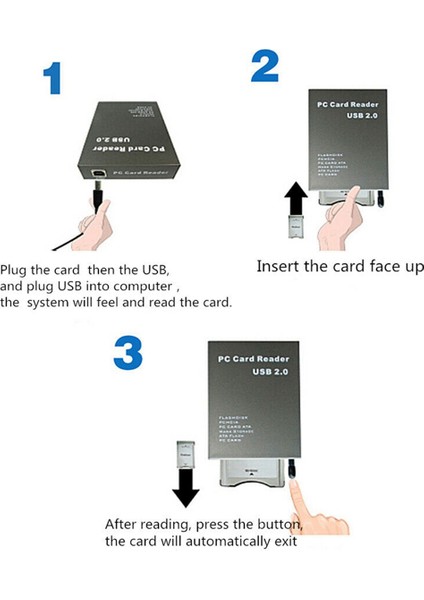Usb2.0 Pcmcıa Kart Okuyucu Ata Kart Okuyucu Pc Kart Okuyucu USB 2.0 - Pc Ata Pcmcıa Adaptörü Flash Disk Bellek Kartı Okuyucu (Yurt Dışından)