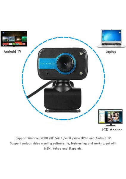 Pc Web Kamerası 720P USB Bilgisayar Kamerası Mikrofonlu USB Web Kamerası Video Kameralar (Yurt Dışından)