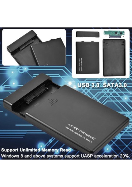 HDD Muhafazası, 2,5 Inç Usb3.0 Sata3.0 HDD Sabit Disk Sürücüsü Harici HDD Muhafazası 6 Gbps Desteği 3 Tb Uasp Protokolü (Yurt Dışından)