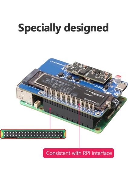 Raspberry Pi5 Için MPS2280 Poe Poe Pcıe'den Nvme SSD Hat Desteği 2230/2242/2280 SSD Desteği 5V4.5A Çıkışı (Yurt Dışından)