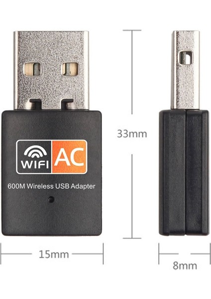 USB Wifi Adaptörü 2.4 Ghz 5 Ghz Çift Bant 600 Mbps Mini Kablosuz Ağ Kartı Dizüstü Dizüstü Bilgisayar Masaüstü Için (Yurt Dışından) fırsatları