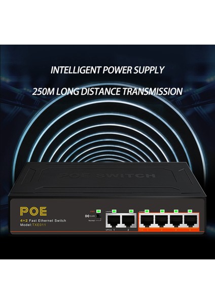 6 Bağlantı Noktalı Poe Anahtarı 100M Dahili Güç Kaynağı Poe Ayırıcı 52V1.25A Uzun Mesafe Iletim 250 Metre Ab Tak (Yurt Dışından) indirimleri