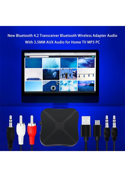 Yeni Bluetooth 4.2 Alıcı ve Verici Bluetooth Kablosuz Adaptör Ses ile 3.5 mm Aux Ses Ev Tv Mp3 Pc Için (Yurt Dışından)