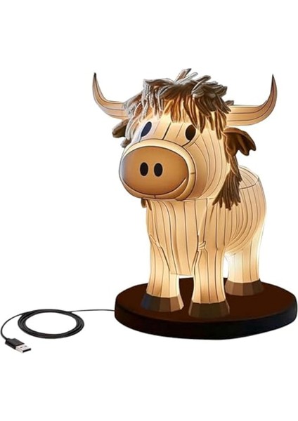 Inek Masa Lambası Çiftlik Evi Gece Lambası, Ev Ofis Yatak Odası Oturma Odası Için Başucu USB Küçük Komidin (Yurt Dışından)