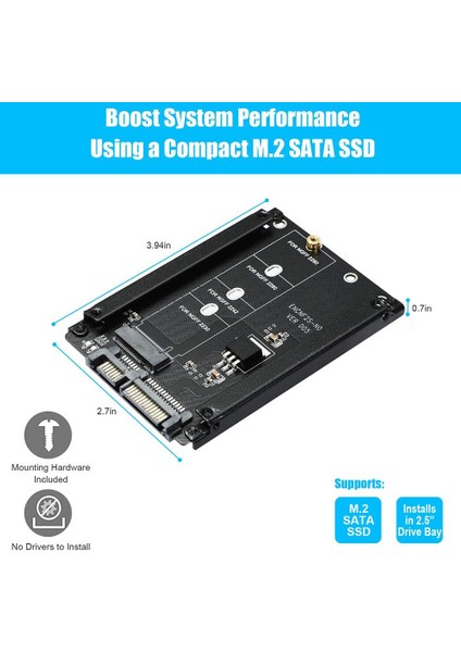 2 Adet Metal Kasa B + M Anahtar M.2 Ngff Ssd'den 2.5 Sata 6 Gb/s Adaptör Kartı Muhafaza Soketi M2 Ngff Adaptörü Vidalarla (Yurt Dışından)