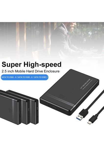 USB 3.1 5 Gbps 2.5 Inç Taşınabilir Sata Harici Iletim Kapatma HDD Sabit Muhafaza Disk Kutusu Kutusu Harici Sabit Disk Fo (Yurt Dışından)